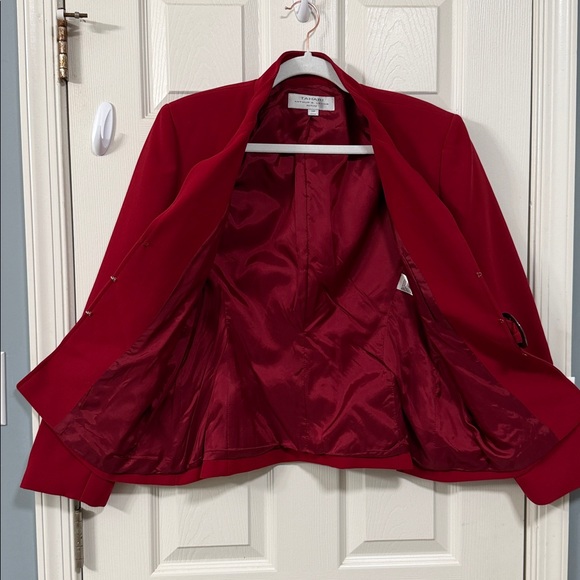 Tahari Bold Red Blazer Belt Accent Career Office Wear Elegant Wear Minimalist - Picture 4 of 13